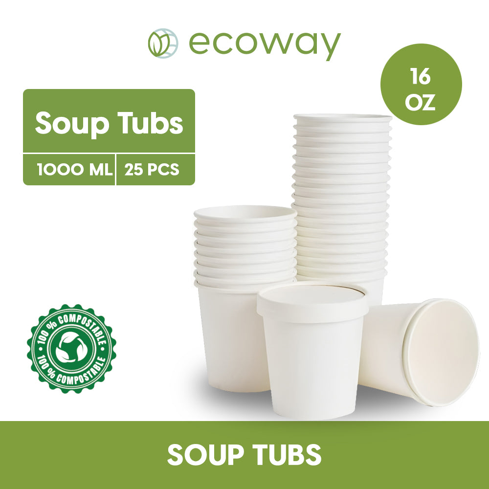 KRAFT SOUP TUB WITH PAPER LID-WHITE- (25 PCS PACK)