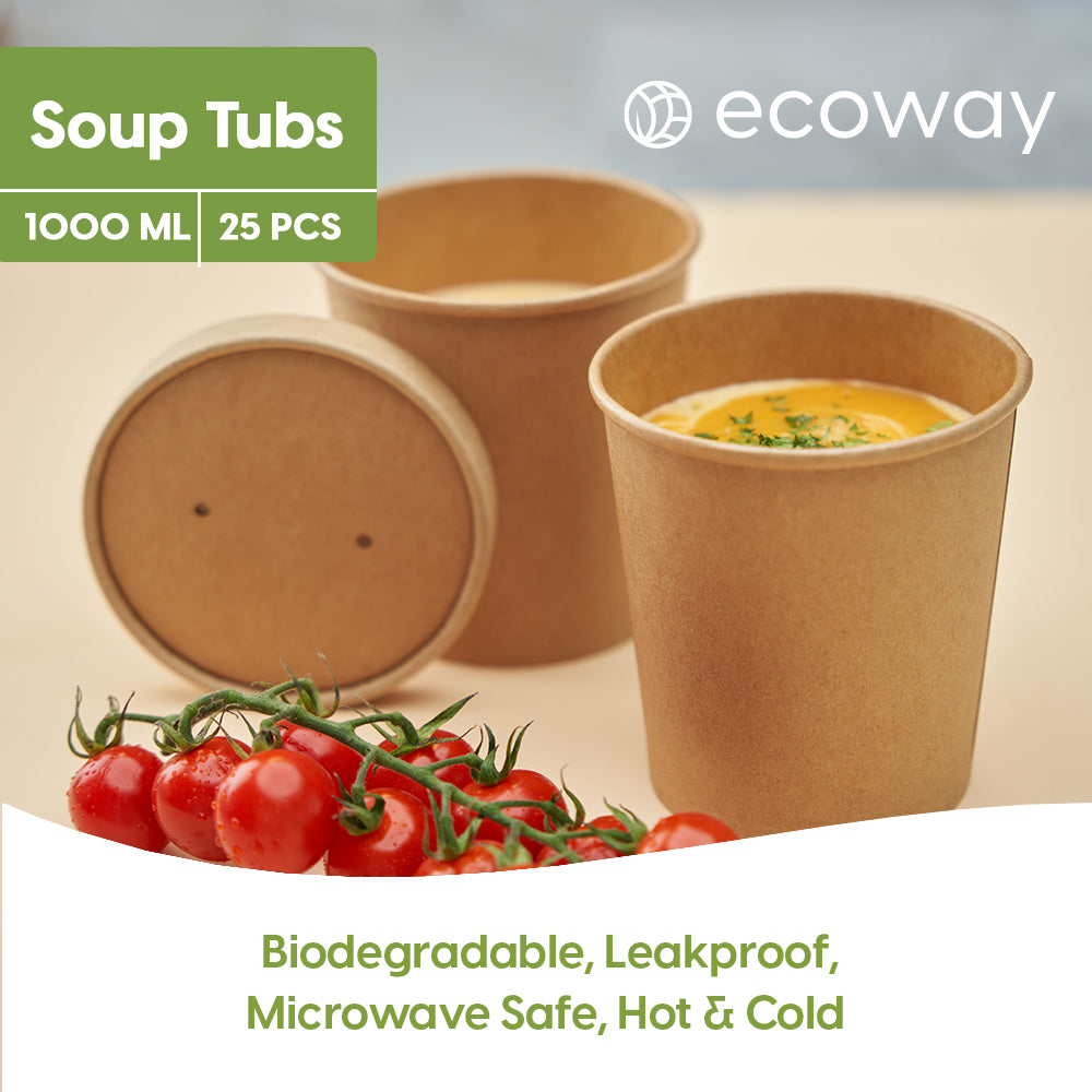 KRAFT SOUP TUB WITH PAPER LID-BROWN- (25 PCS PACK)