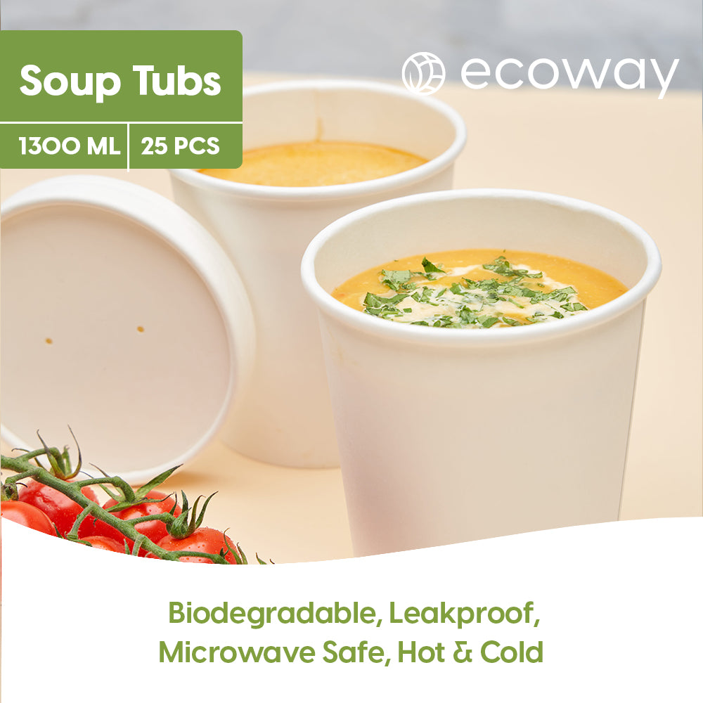 KRAFT SOUP TUB WITH PAPER LID-WHITE- (25 PCS PACK)