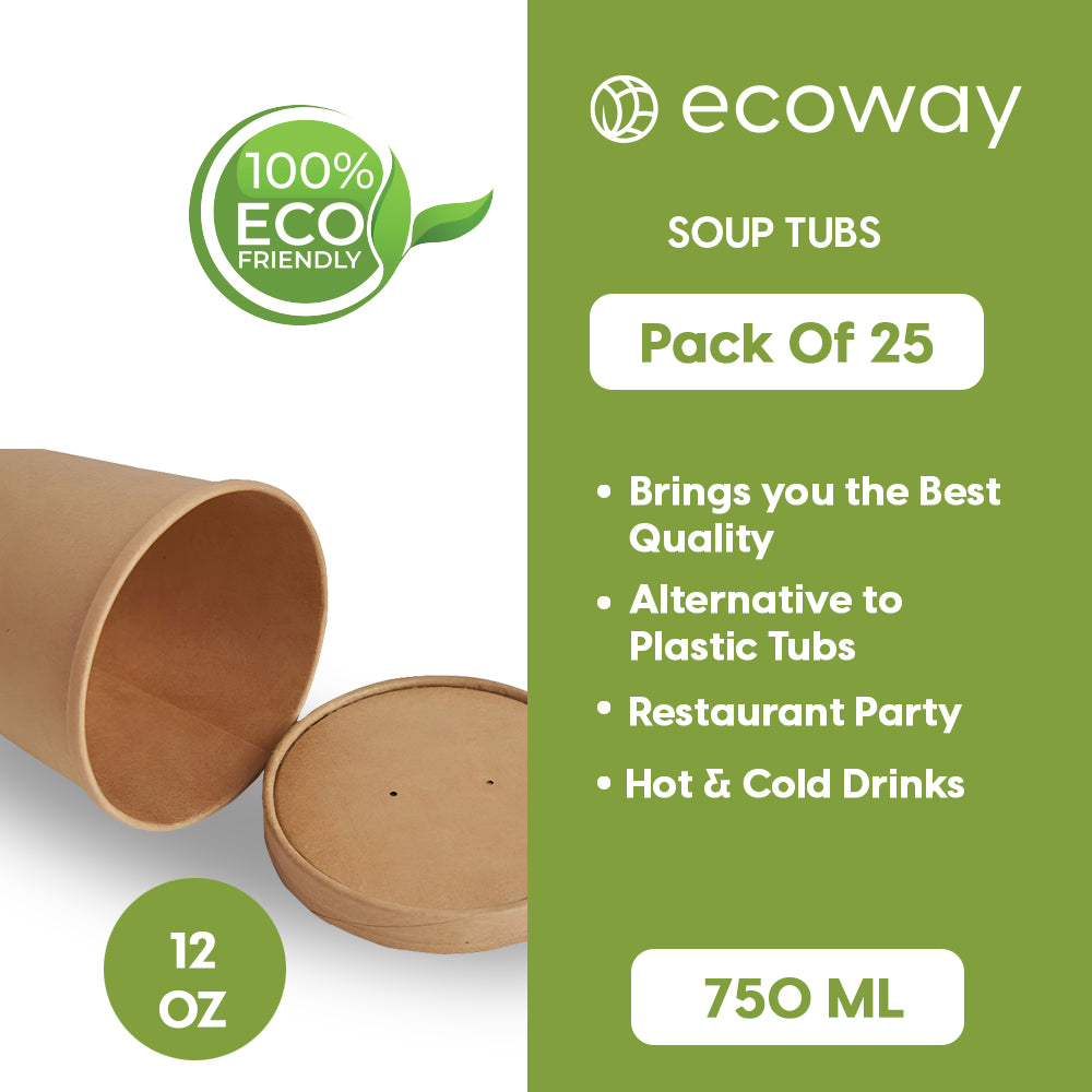 KRAFT SOUP TUB WITH PAPER LID-BROWN- (25 PCS PACK)