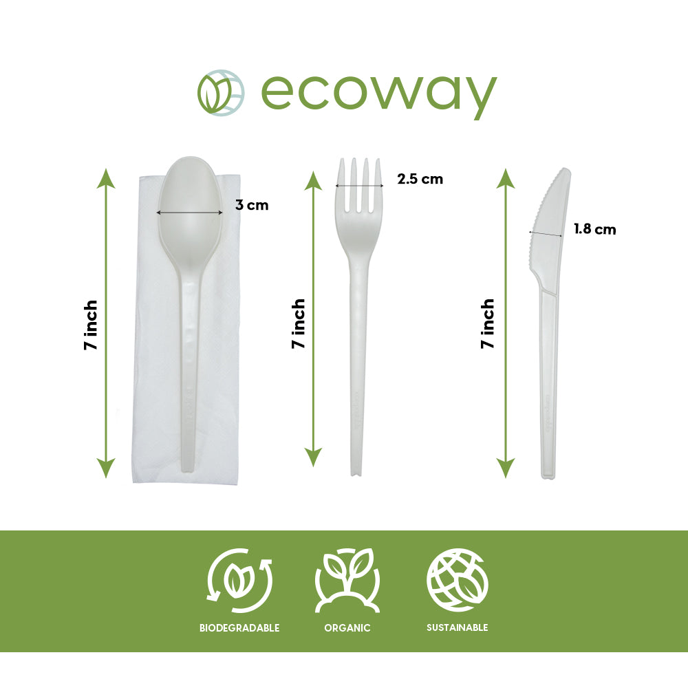 PLA CUTLERY SET- CARTON OF 500 PCS