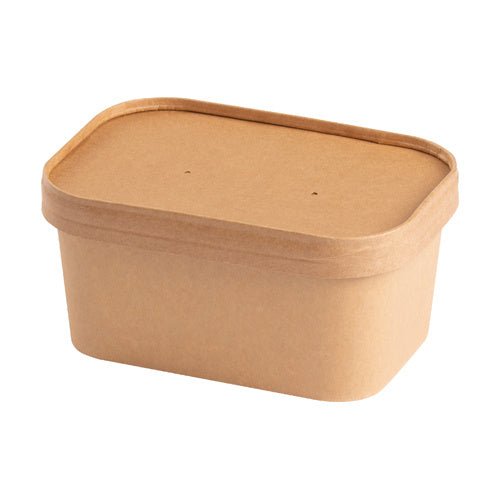 KRAFT RECTANGULAR SALAD BOWL WITH PAPER LID- 1000ML- CARTON OF 300 PCS