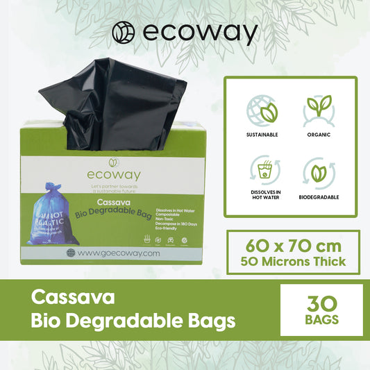 CASSAVA COMPOSTABLE ORGANIC BAGS-60CM X 70CM-BLACK (30 PCS PACK)