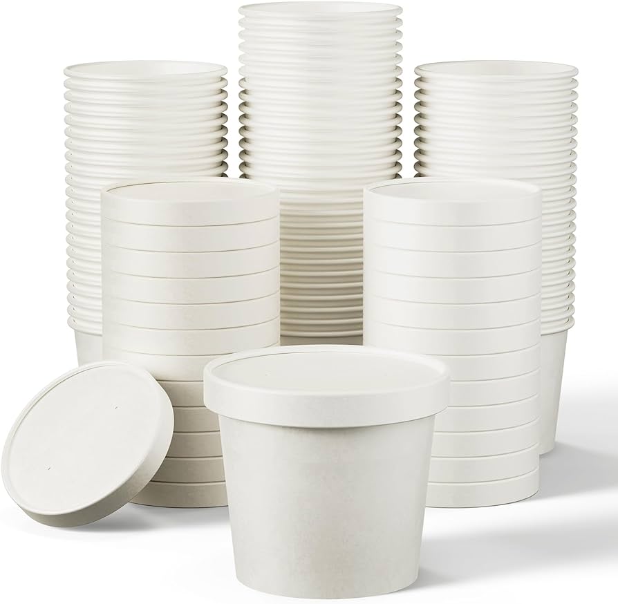 WHITE SOUP TUB WITH PAPER LID-CARTON OF 500 PCS