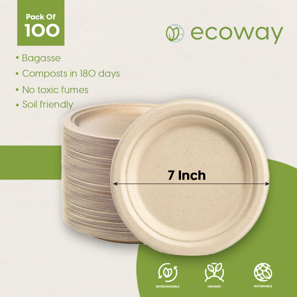 BAGASSE PLATE 7 INCH ROUND NATURAL