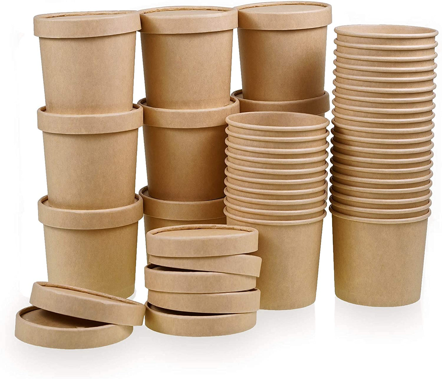 KRAFT SOUP TUB WITH PAPER LID-CARTON OF 500 PCS
