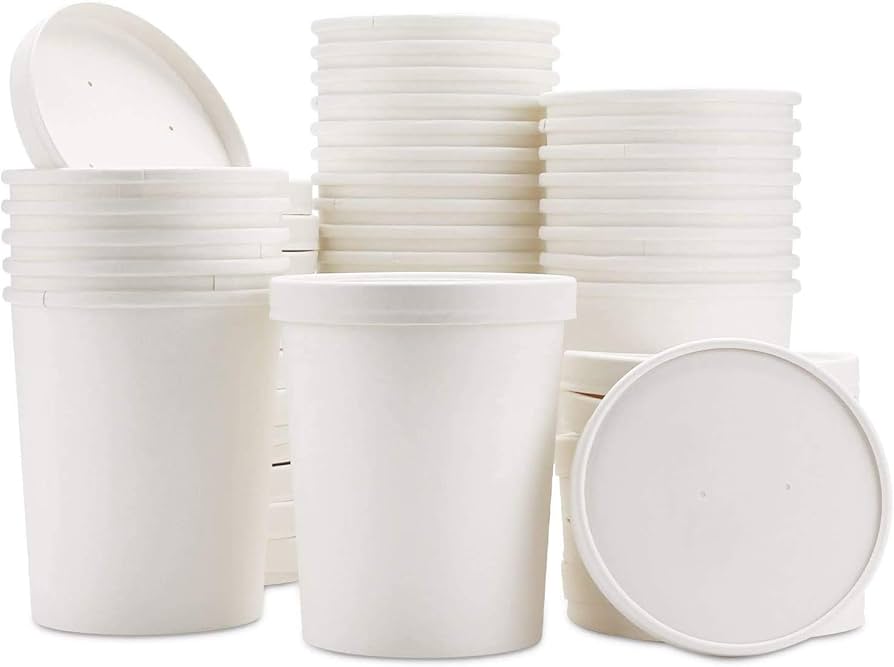 WHITE SOUP TUB WITH PAPER LID-CARTON OF 500 PCS