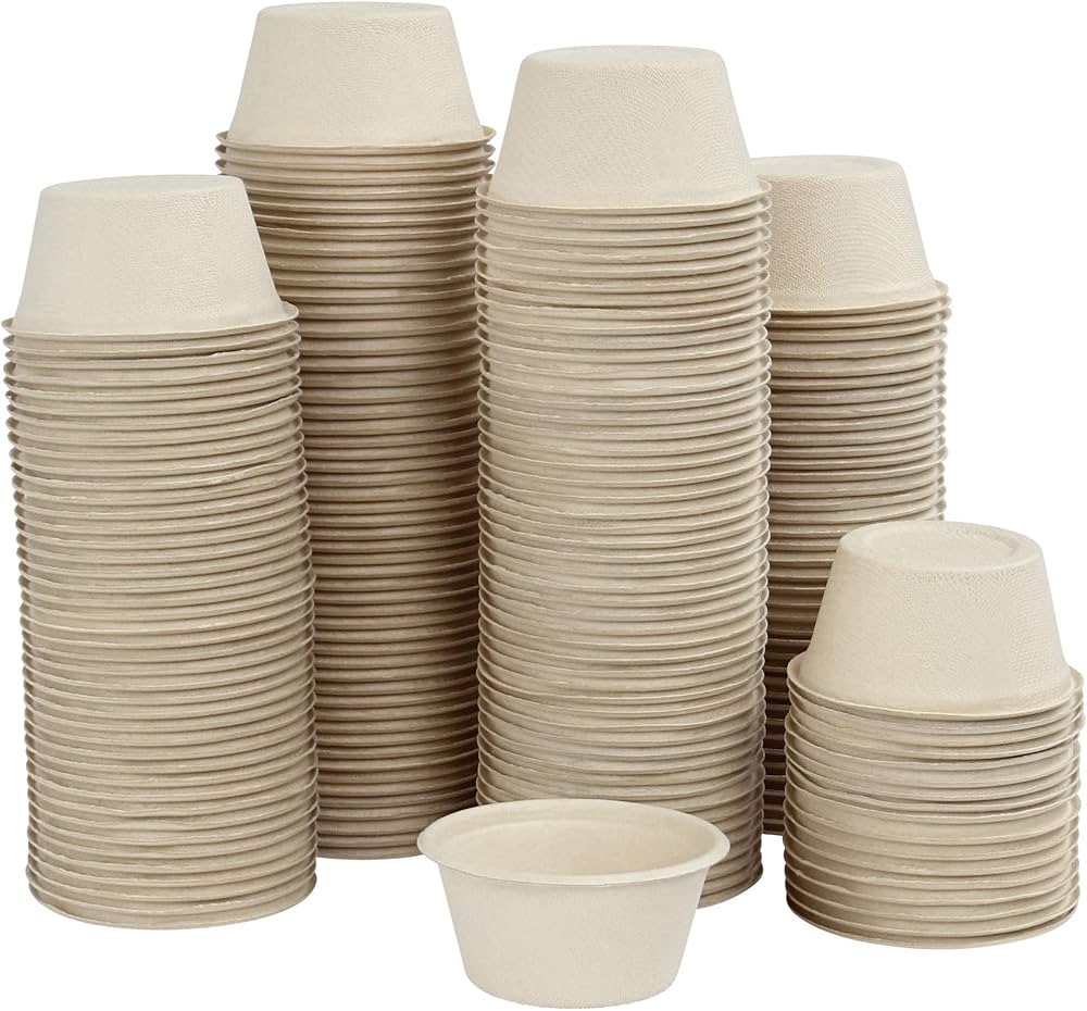BAGASSE SAUCE CONTAINER WITH PET LID-CARTON OF 1000 PCS