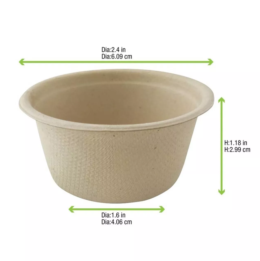 BAGASSE SAUCE CONTAINER WITH PET LID-CARTON OF 1000 PCS