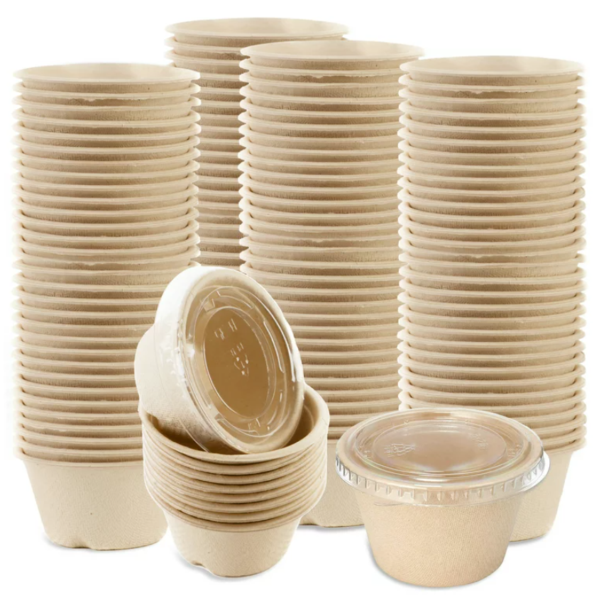 BAGASSE SAUCE CONTAINER WITH PET LID-CARTON OF 1000 PCS