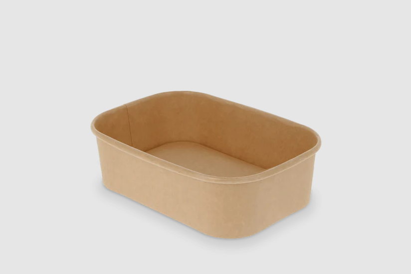 KRAFT RECTANGULAR SALAD BOWL WITH PP LID- 500ML- CARTON OF 300 PCS