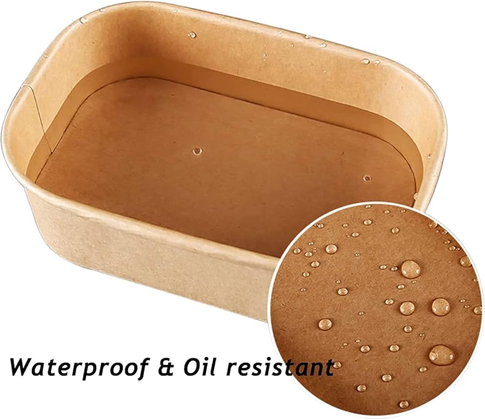 KRAFT RECTANGULAR SALAD BOWL WITH PP LID- 750ML- CARTON OF 300 PCS