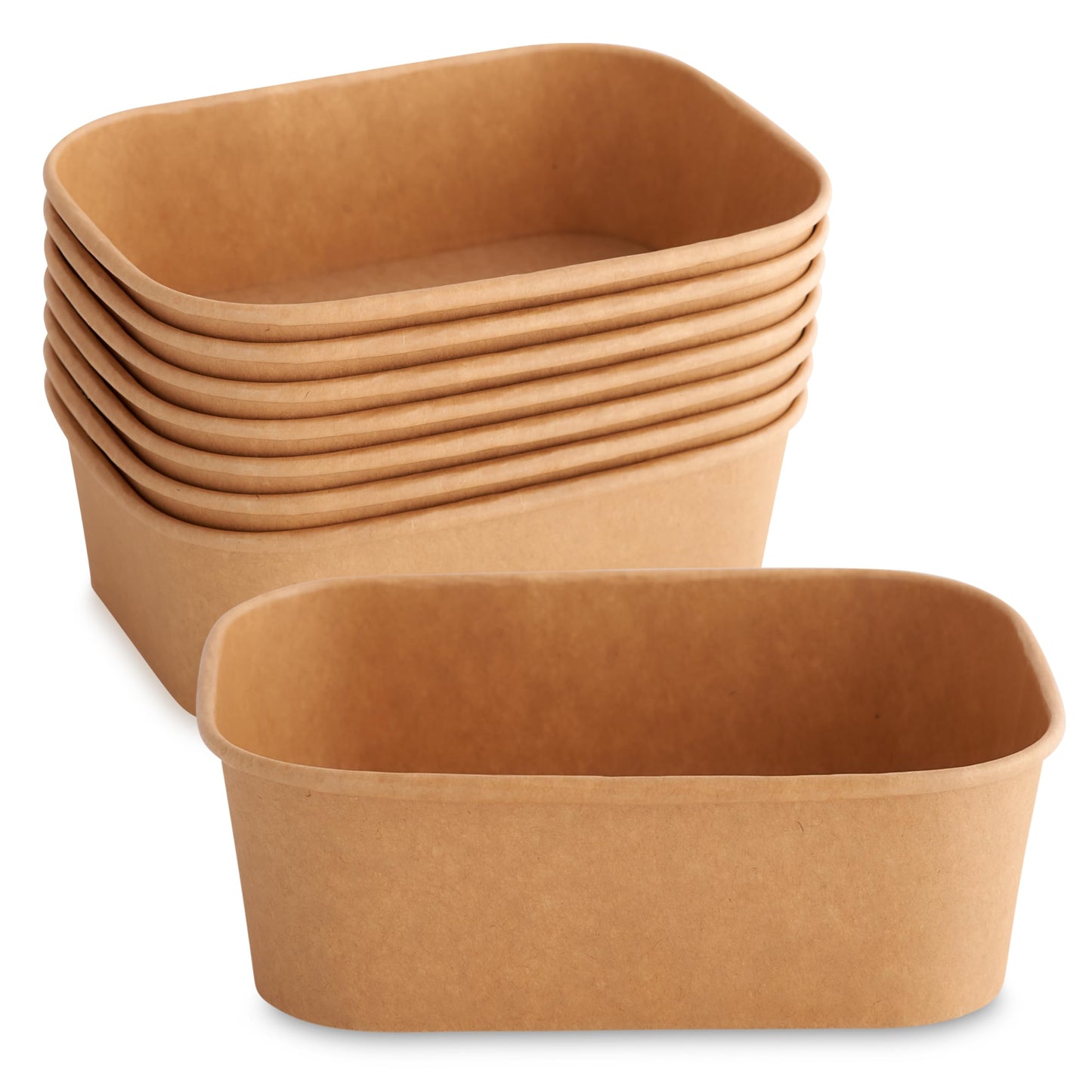 KRAFT RECTANGULAR SALAD BOWL WITH PAPER LID- 1000ML- CARTON OF 300 PCS
