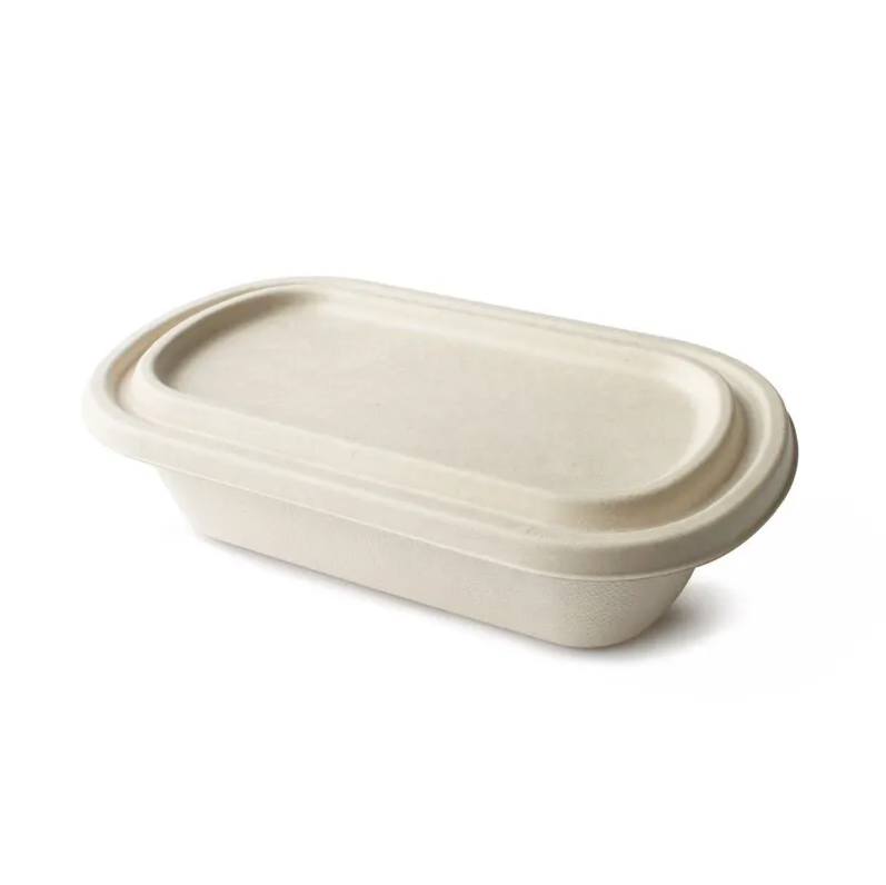 BAGASSE 800 ML FOOD BOX WITH LID WHITE
