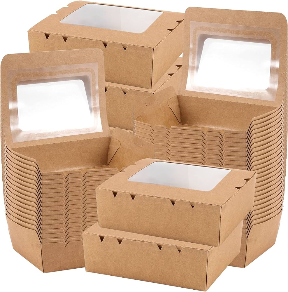 KRAFT LUNCH BOX WITH PET WINDOW BROWN-CARTON OF 200 PCS