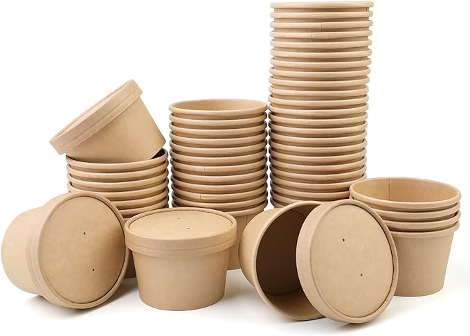 KRAFT SOUP TUB WITH PAPER LID-CARTON OF 500 PCS
