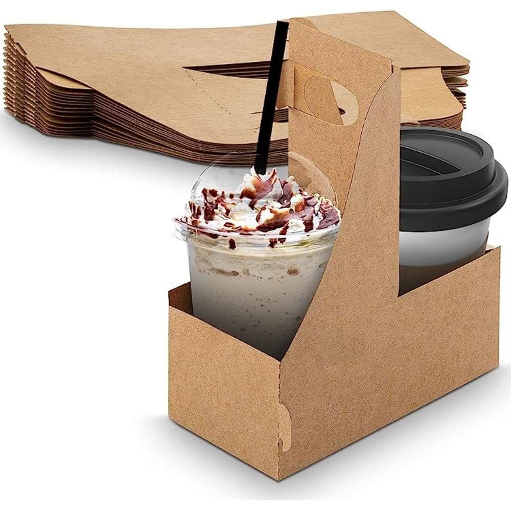 KRAFT 2 CUP CARRIER WITH HANDLE BROWN - CARTON OF 200 PCS
