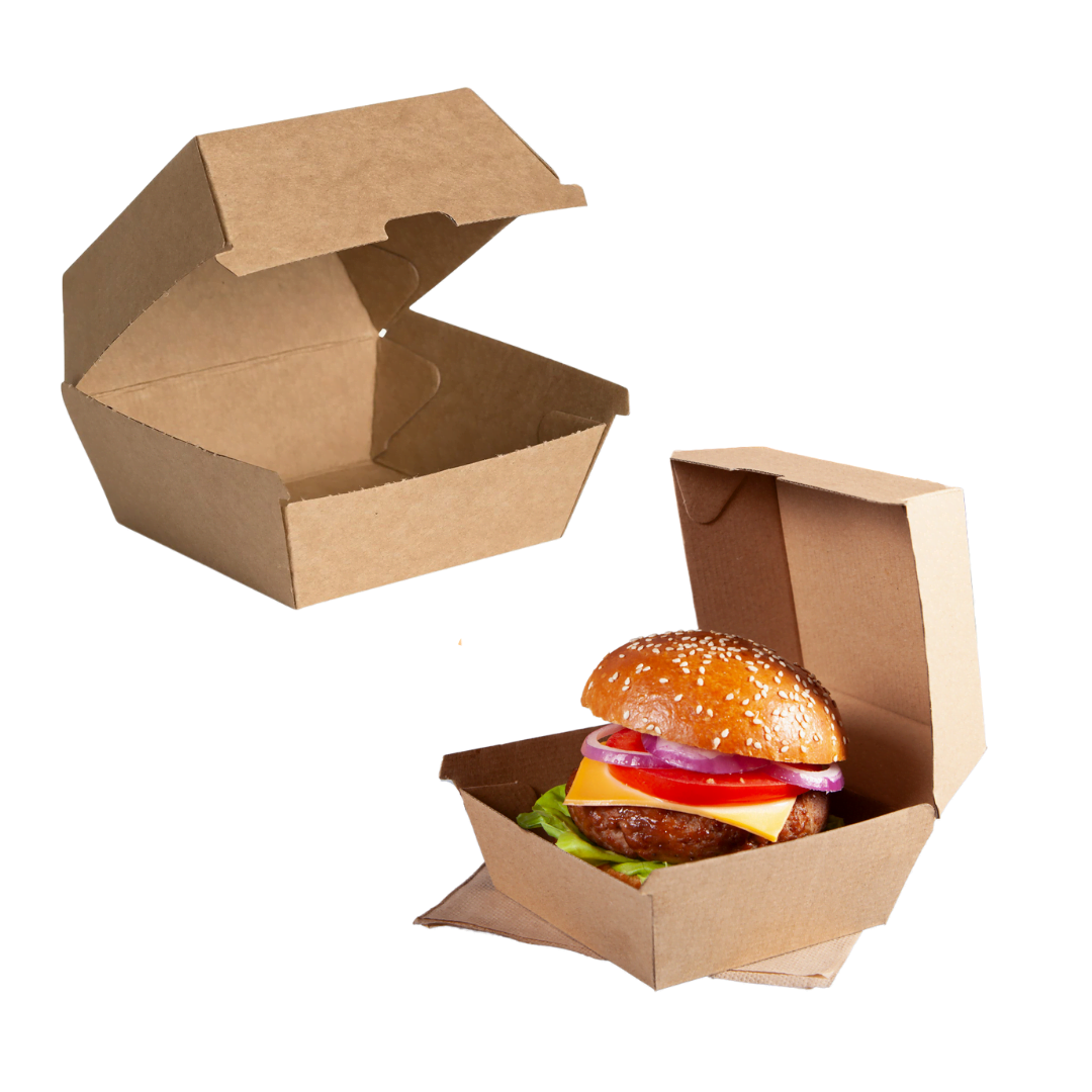 KRAFT BURGER BOX 10 X 10 CM BROWN - CARTON OF 250 PCS