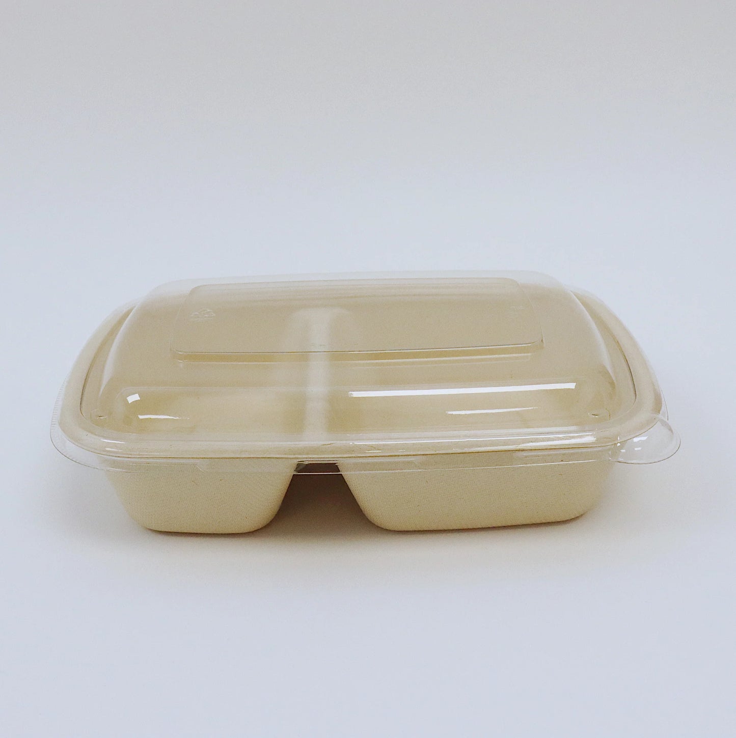 CR900-2 COMPARTMENT RECTANGULAR BAGASSE CONTAINER WITH PET LID-CARTON OF 300 PCS