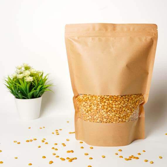 KRAFT STANDUP POUCH W/ WINDOW (M)- CARTON OF 500 PCS