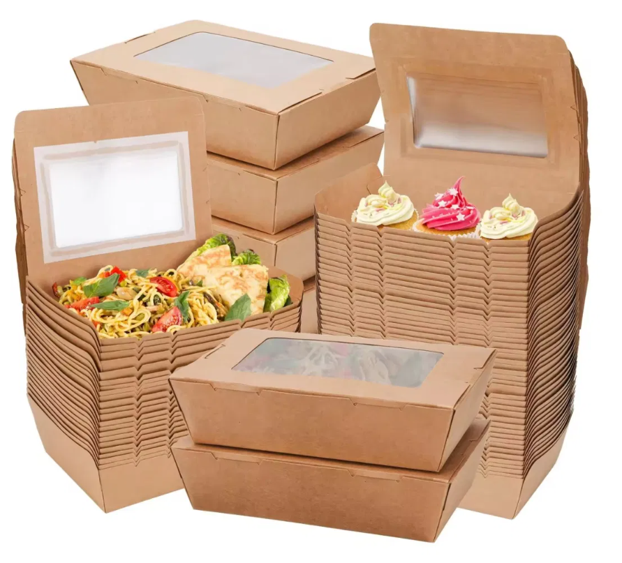 KRAFT LUNCH BOX WITH PET WINDOW BROWN-CARTON OF 200 PCS