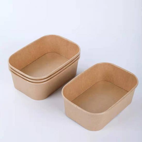 KRAFT RECTANGULAR SALAD BOWL WITH PP LID- 750ML- CARTON OF 300 PCS