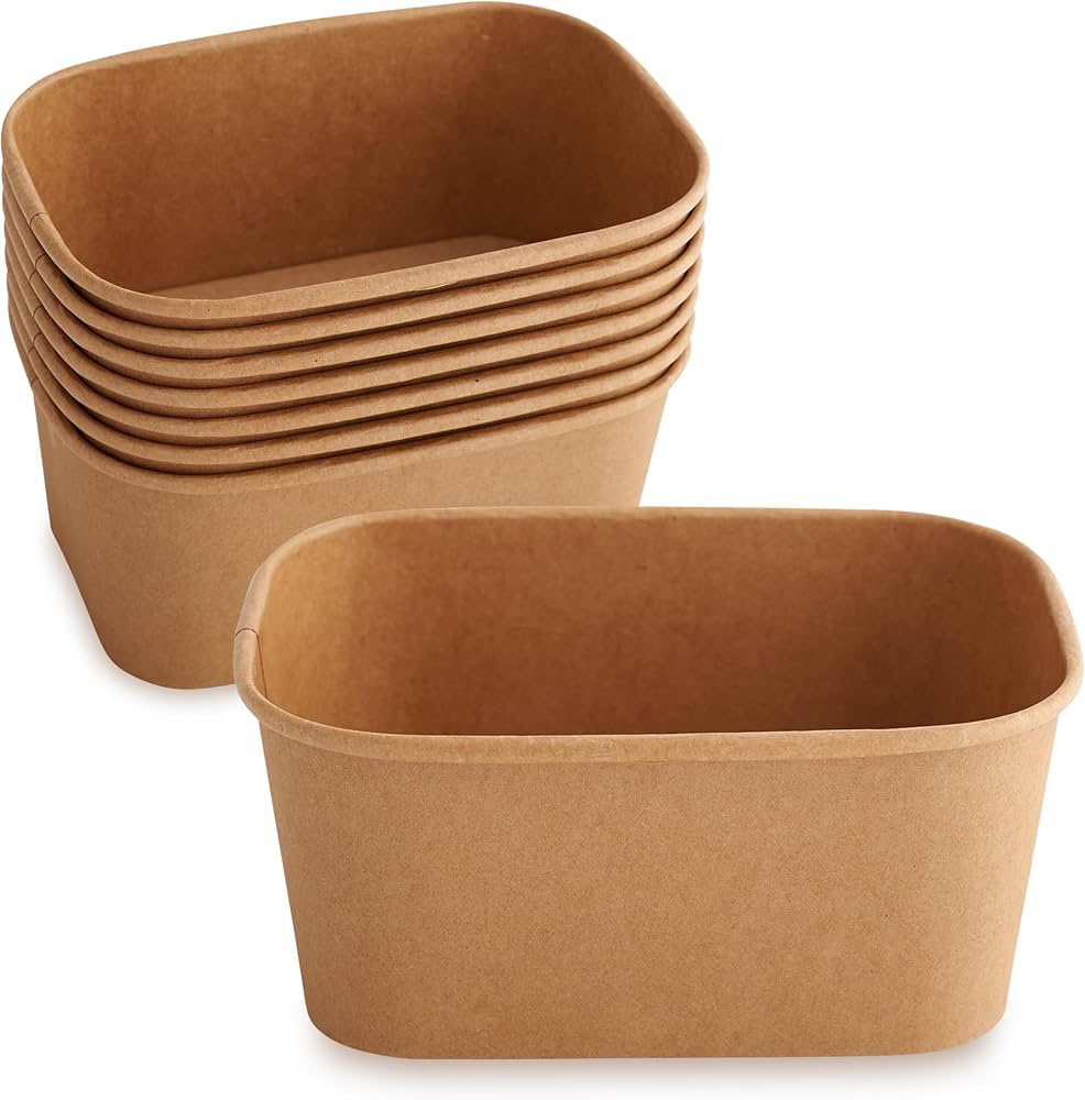 KRAFT RECTANGULAR SALAD BOWL WITH PP LID- 1000ML- CARTON OF 300 PCS