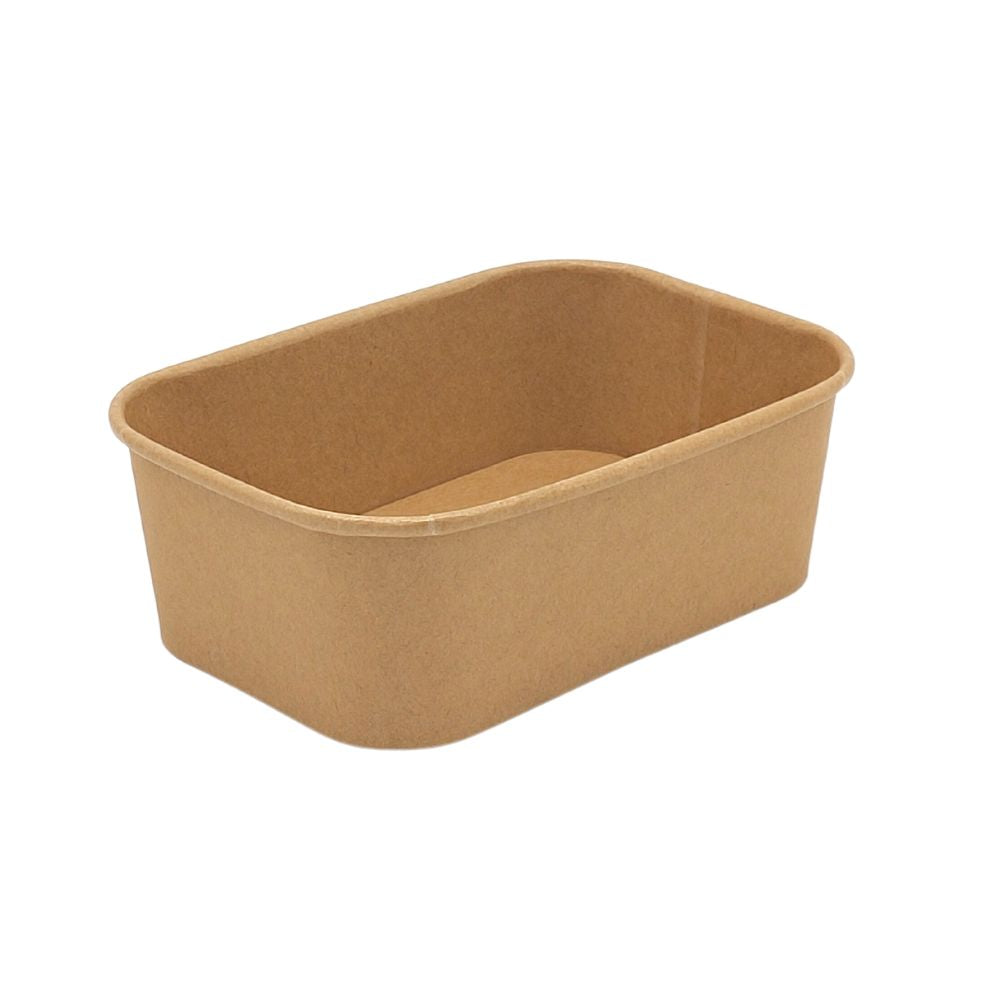 KRAFT RECTANGULAR SALAD BOWL WITH PP LID- 1000ML- CARTON OF 300 PCS