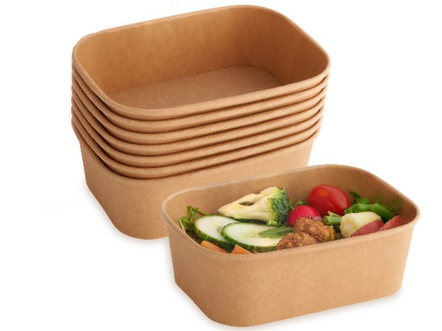 KRAFT RECTANGULAR SALAD BOWL WITH PP LID- 750ML- CARTON OF 300 PCS