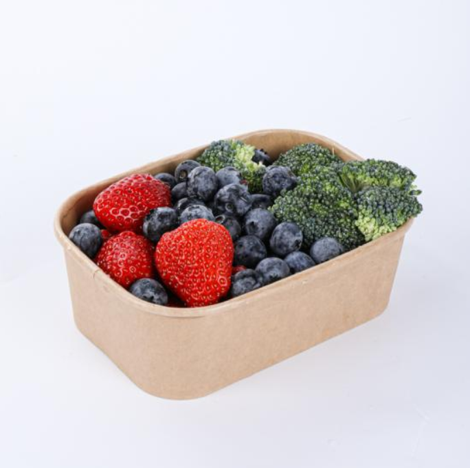 KRAFT RECTANGULAR SALAD BOWL WITH PP LID- 750ML- CARTON OF 300 PCS