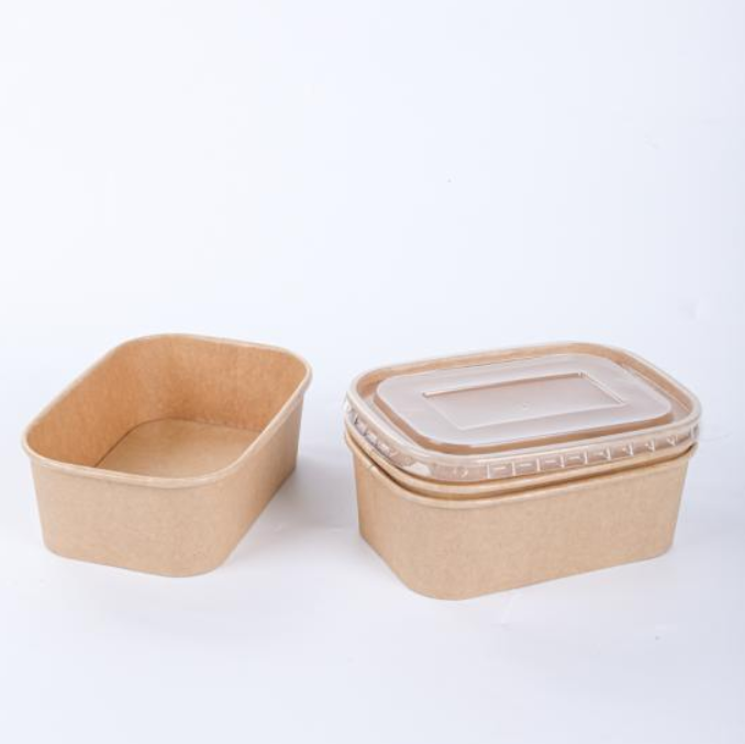 KRAFT RECTANGULAR SALAD BOWL WITH PP LID- 750ML- CARTON OF 300 PCS