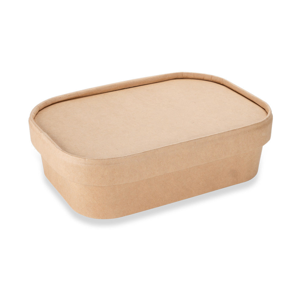 KRAFT RECTANGULAR SALAD BOWL WITH PAPER LID- 750ML- CARTON OF 300 PCS