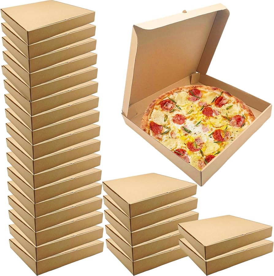 BROWN KRAFT CORRUGATED PIZZA BOX LARGE- PACK OF 100 PCS