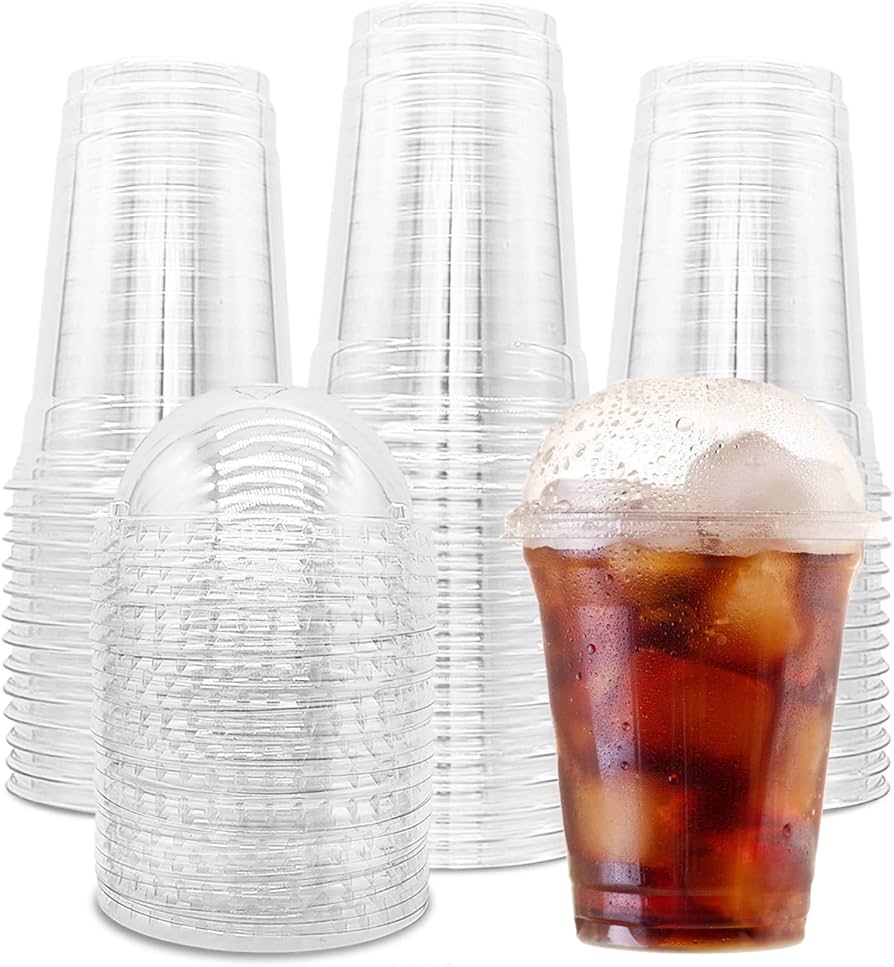 PLA CLEAR CUPS WITH DOME LID - PACK OF 1000 PCS