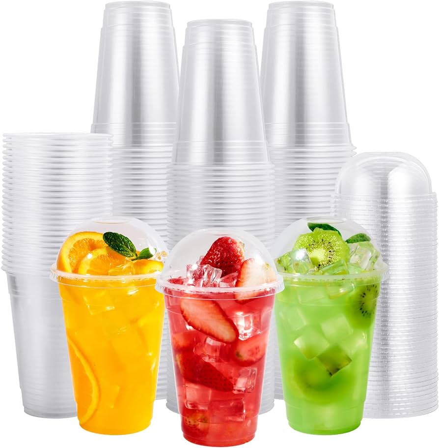 PLA CLEAR CUPS WITH DOME LID - PACK OF 1000 PCS