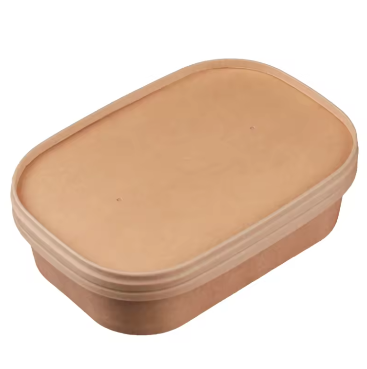 KRAFT RECTANGULAR SALAD BOWL WITH PAPER LID- 500ML- CARTON OF 300 PCS