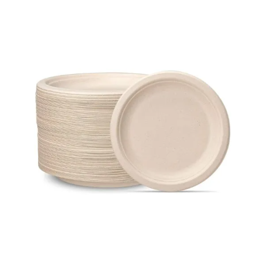 BAGASSE PLATE 9 INCH ROUND WHITE