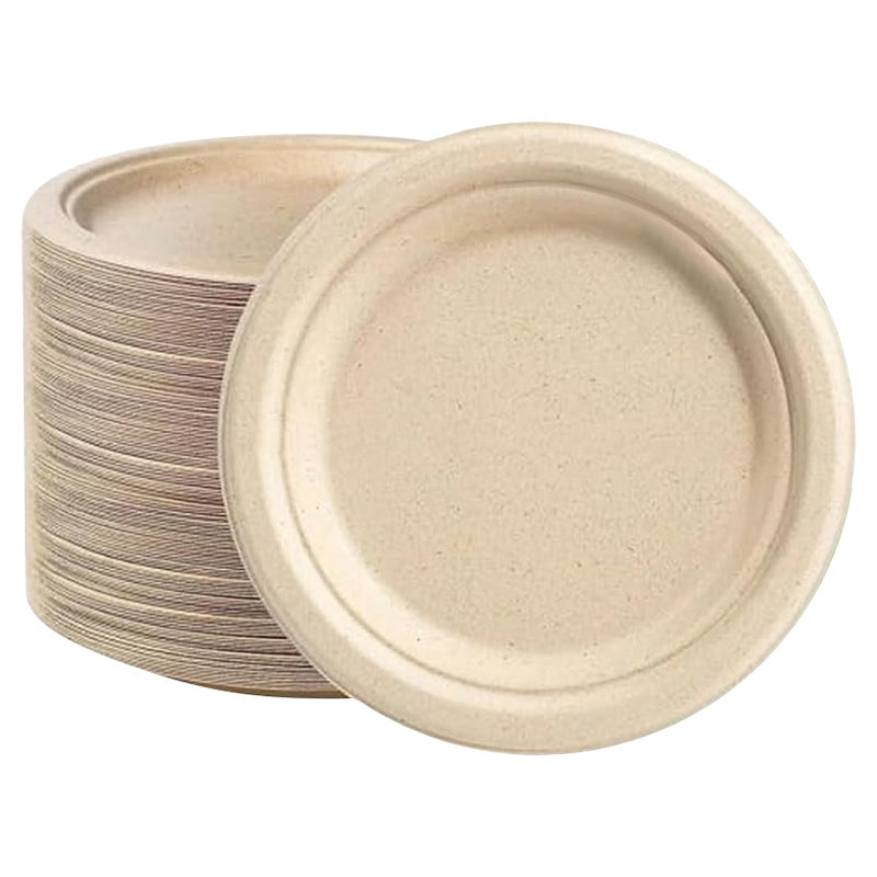 BAGASSE PLATE 9 INCH ROUND WHITE