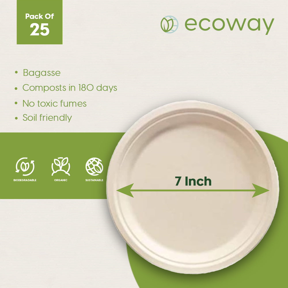BAGASSE PLATE 7 INCH ROUND NATURAL