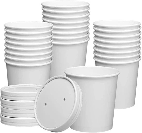 KRAFT SOUP TUB WITH PAPER LID-WHITE- PACK OF 500 PCS