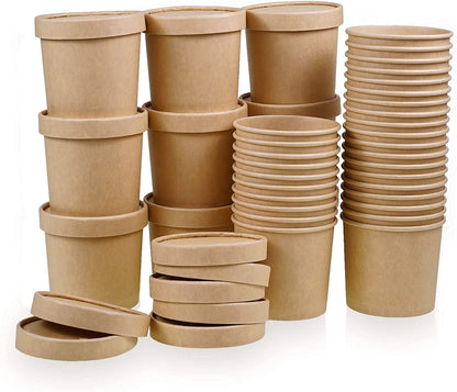 KRAFT SOUP TUB WITH PAPER LID-BROWN- PACK OF 500 PCS