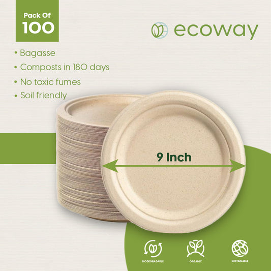 BAGASSE ROUND PLATE 9 INCH