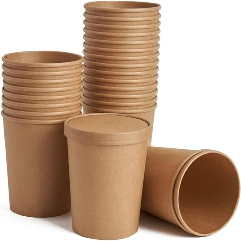 KRAFT SOUP TUB WITH PAPER LID-BROWN- PACK OF 500 PCS