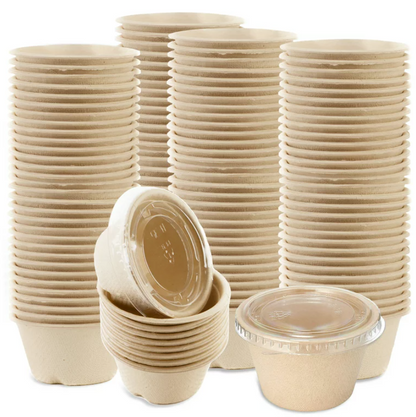 2 OZ BAGASSE SAUCE CONTAINER WITH PET LID-PACK OF 2000 PCS