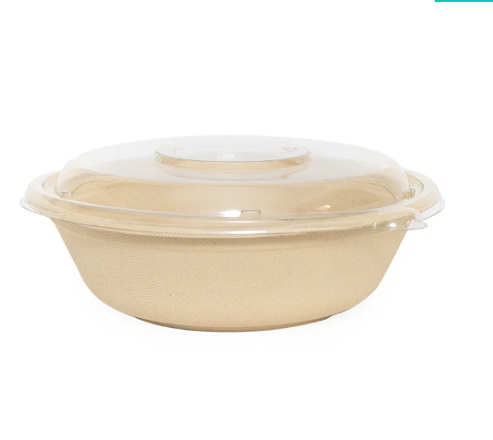 BAGASSE CR32 OZ ROUND CONTAINER WITH PET LID