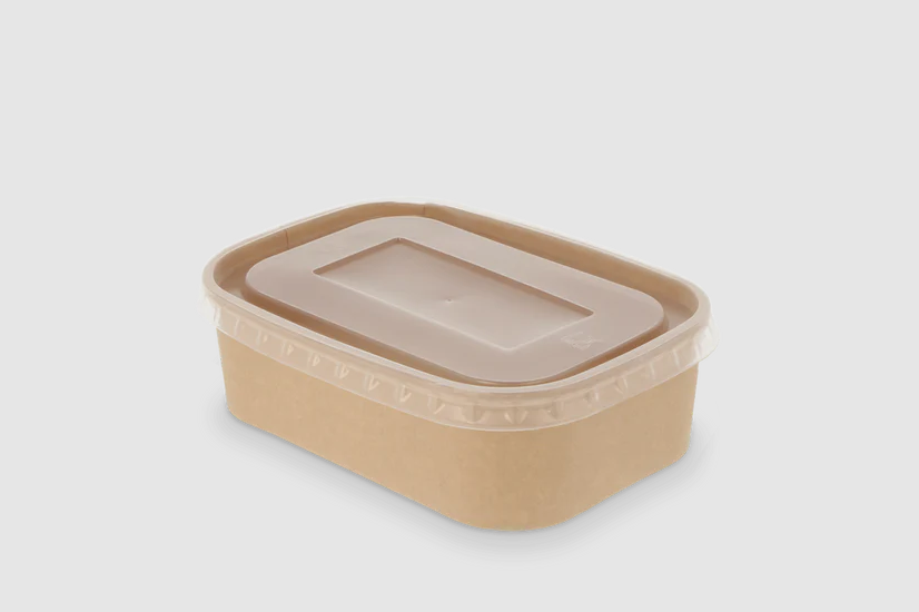 KRAFT RECTANGULAR SALAD BOWL WITH PP LID- 500ML- PACK OF 300 PCS