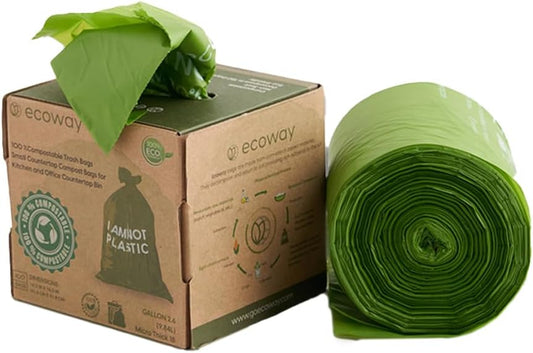 Ecoway BinLiner Combo Offer - 1+1 Biodegradable PLA Bags 2.6 Gallon pack of 200 | Trash Liner | Garbage Bag |Waste Bag | Green Bin Liner | Compostable Bag | Sustainable Waste Bag