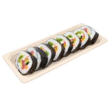BAGASSE SUSHI TRAY 0.6 WITH PET LID-NATURAL- PACK OF 600 PCS