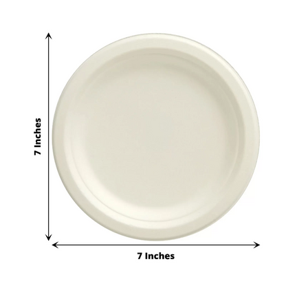 7 INCH-BAGASSE PLATE ROUND-WHITE- PACK OF 1000 PCS