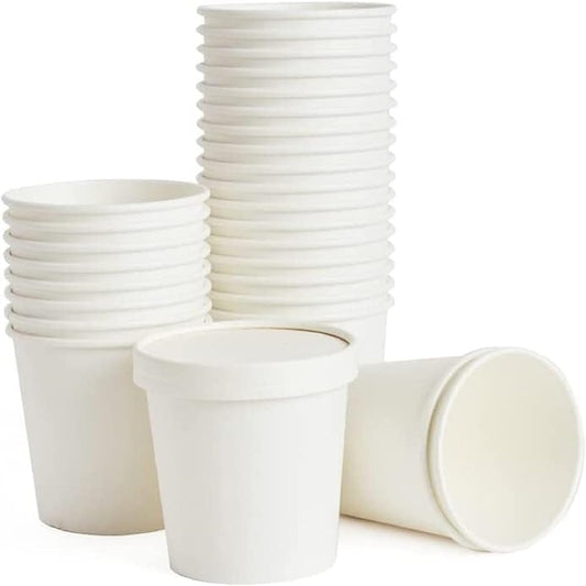 ecoway Paper Disposable Cups 8 Oz - Ice Cream Cup Without Lid Eco-Friendly Desert Bowls Hot Or Cold Food Cups, Tea Cup, Coffee Cup Biodegradable Party Supplies, Yogurt Take Outs, White